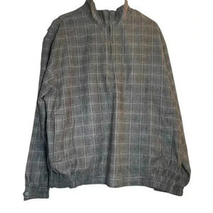 Glen Echo‎ Men’s Pullover 3/4 Zip Golf Jacket Black Gray Plaid Large Outdoor